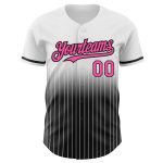 Custom Name and Number Pink-Black Authentic Fade Fashion Baseball Jersey - Personalized White Pinstripe Design Personalized