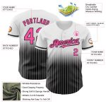 Custom Name and Number Pink-Black Authentic Fade Fashion Baseball Jersey - Personalized White Pinstripe Design Personalized
