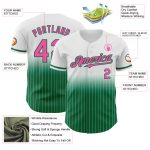 Custom Name Number Baseball Jersey - Personalized White Pinstripe Pink Kelly Green Authentic Fade Design Personalized White