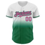 Custom Name Number Baseball Jersey - Personalized White Pinstripe Pink Kelly Green Authentic Fade Design Personalized White