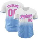 Custom Name Number Personalized Baseball Jersey White Pinstripe Pink Light Blue Authentic Fade Fashion Personalized White