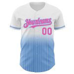 Custom Name Number Personalized Baseball Jersey White Pinstripe Pink Light Blue Authentic Fade Fashion Personalized White