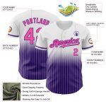 Personalized Pink-Purple Pinstripe Baseball Jersey with Custom Name and Number - Authentic Fade Style Personalized White