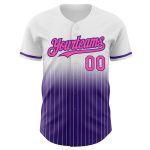 Personalized Pink-Purple Pinstripe Baseball Jersey with Custom Name and Number - Authentic Fade Style Personalized White