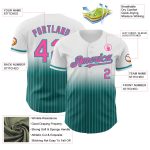 Custom Pink Teal White Pinstripe Baseball Jersey with Personalized Name and Number - Authentic Fade Fashion Design Personalized