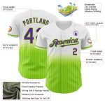 Custom Name Number Personalized Authentic Fade Baseball Jersey White Pinstripe Purple Neon Green Fashion Personalized White