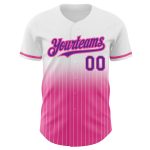 Custom Name and Number Purple-Pink Pinstripe Baseball Jersey - Personalized Authentic Fade Fashion Jersey Personalized White