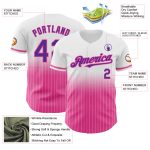Custom Name and Number Purple-Pink Pinstripe Baseball Jersey - Personalized Authentic Fade Fashion Jersey Personalized White
