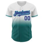Custom Name and Number Authentic Fade Baseball Jersey - Personalized White Pinstripe Purple-Teal Fashion Team Apparel Personalized