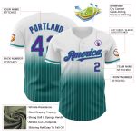 Custom Name and Number Authentic Fade Baseball Jersey - Personalized White Pinstripe Purple-Teal Fashion Team Apparel Personalized