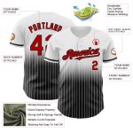 Custom Name Number Baseball Jersey Authentic Fade Red Black White Pinstripe Personalized White Pinstripe Red-Black Authentic