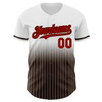 Custom Name and Number Personalized Red-Brown White Pinstripe Fashion Baseball Jersey - Authentic Fade Design Personalized