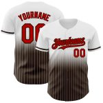 Custom Name and Number Personalized Red-Brown White Pinstripe Fashion Baseball Jersey - Authentic Fade Design Personalized