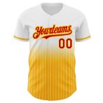 Custom Name and Number Personalized White Pinstripe Red Gold Baseball Jersey - Authentic Fade Fashion Design Personalized