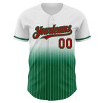 Personalized Red-Kelly Green Pinstripe Baseball Jersey with Custom Name and Number - Authentic Fade Team Apparel Personalized