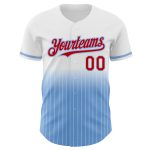 Custom Name and Number Personalized Baseball Jersey - White Pinstripe Red-Light Blue Authentic Fade Personalized White Pinstripe