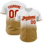 Personalized Red-Old Gold Pinstripe Fashion Baseball Jersey with Custom Name and Number - Authentic Team Gear Personalized
