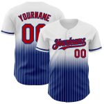 Custom Team Name Number Authentic Fade Baseball Jersey Red-Royal White Pinstripe Fashion Personalized White Pinstripe Red-Royal