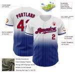 Custom Team Name Number Authentic Fade Baseball Jersey Red-Royal White Pinstripe Fashion Personalized White Pinstripe Red-Royal