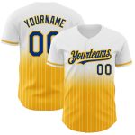 Custom Name and Number Personalized Royal-Gold Fade Baseball Jersey with White Pinstripes - Authentic Team Apparel Personalized