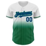 Custom Baseball Jersey with Name & Number - Personalized White Pinstripe Royal-Kelly Green Authentic Fade Design Personalized