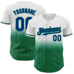 Custom Baseball Jersey with Name & Number - Personalized White Pinstripe Royal-Kelly Green Authentic Fade Design Personalized
