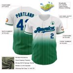 Custom Baseball Jersey with Name & Number - Personalized White Pinstripe Royal-Kelly Green Authentic Fade Design Personalized