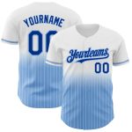 Custom Name and Number Authentic Fade Fashion Baseball Jersey - White Pinstripe Royal-Light Blue Design Personalized White