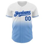 Custom Name and Number Authentic Fade Fashion Baseball Jersey - White Pinstripe Royal-Light Blue Design Personalized White