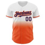 Custom Name and Number Authentic Fade Baseball Jersey - Personalized White Pinstripe Royal-Orange Design Personalized White