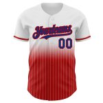 Custom Name and Number Baseball Jersey - Personalized Royal-Red White Pinstripe Authentic Fade Fashion Design Personalized