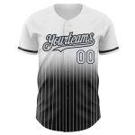Custom Name Number Baseball Jersey - Personalized Silver-Black White Pinstripe Authentic Fade Design Personalized White Pinstripe