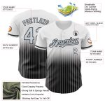Custom Name Number Baseball Jersey - Personalized Silver-Black White Pinstripe Authentic Fade Design Personalized White Pinstripe