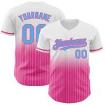 Custom Name and Number Sky Blue-Pink Pinstripe Baseball Jersey - Personalized Authentic Fade Fashion Team Apparel Personalized
