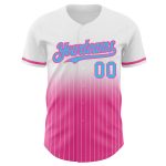 Custom Name and Number Sky Blue-Pink Pinstripe Baseball Jersey - Personalized Authentic Fade Fashion Team Apparel Personalized