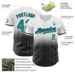 Custom Name & Number Teal-Black Pinstripe Baseball Jersey - Personalized Authentic Fade Fashion Style Personalized White