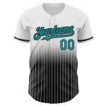Custom Name & Number Teal-Black Pinstripe Baseball Jersey - Personalized Authentic Fade Fashion Style Personalized White