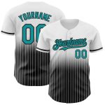 Custom Name & Number Teal-Black Pinstripe Baseball Jersey - Personalized Authentic Fade Fashion Style Personalized White