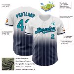 Custom Teal-Navy Pinstripe Baseball Jersey with Personalized Name & Number - Authentic Fade Fashion Design Personalized White