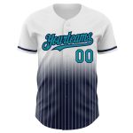 Custom Teal-Navy Pinstripe Baseball Jersey with Personalized Name & Number - Authentic Fade Fashion Design Personalized White