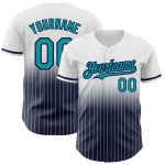 Custom Teal-Navy Pinstripe Baseball Jersey with Personalized Name & Number - Authentic Fade Fashion Design Personalized White