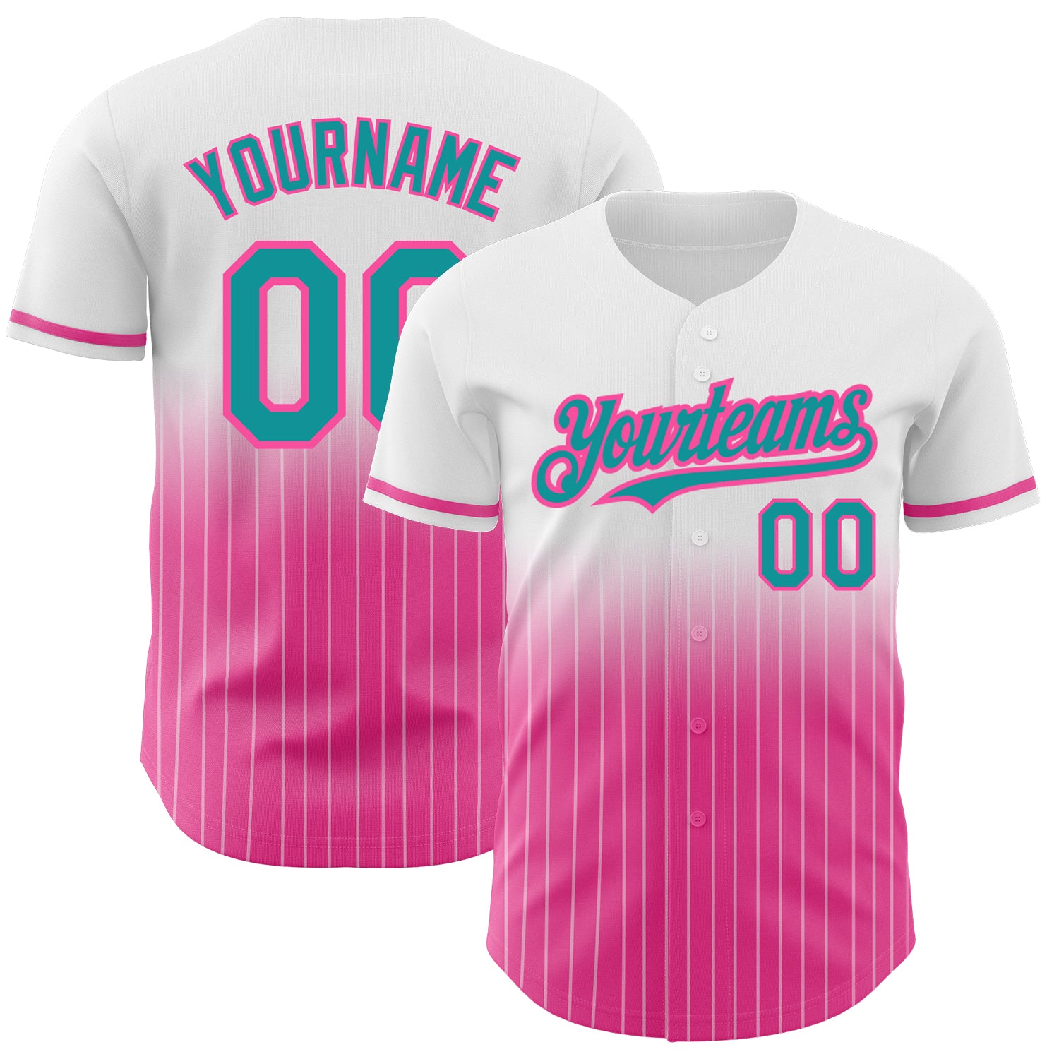 Custom Name Number Baseball Jersey Personalized White Pinstripe Teal Pink Authentic Fade Fashion Personalized White Pinstripe