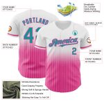 Custom Name Number Baseball Jersey Personalized White Pinstripe Teal Pink Authentic Fade Fashion Personalized White Pinstripe