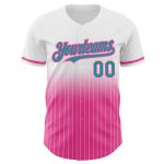 Custom Name Number Baseball Jersey Personalized White Pinstripe Teal Pink Authentic Fade Fashion Personalized White Pinstripe