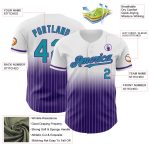 Custom Name and Number Baseball Jersey - Personalized Teal-Purple White Pinstripe Fashion Jersey Personalized White Pinstripe