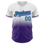 Custom Name and Number Baseball Jersey - Personalized Teal-Purple White Pinstripe Fashion Jersey Personalized White Pinstripe