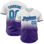 Custom Name and Number Baseball Jersey - Personalized Teal-Purple White Pinstripe Fashion Jersey Personalized White Pinstripe