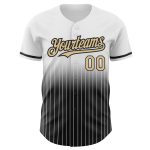 Custom Name and Number Baseball Jersey - Personalized White Pinstripe Vegas Gold and Black Authentic Fade Personalized White