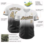 Custom Name and Number Baseball Jersey - Personalized White Pinstripe Vegas Gold and Black Authentic Fade Personalized White
