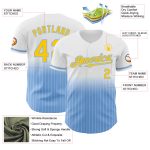 Custom Name and Number Personalized Baseball Jersey - White Pinstripe Yellow-Light Blue Authentic Fade Fashion Personalized